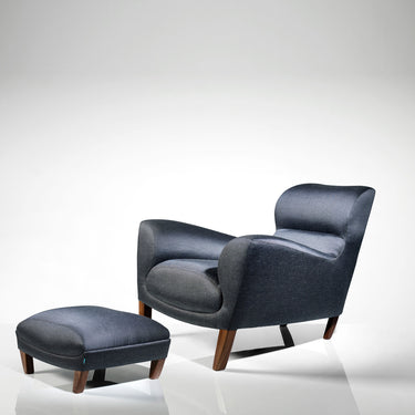 Aston Footstool - Navy Blue | Bespoke Design & Luxury Furniture | LINLEY
